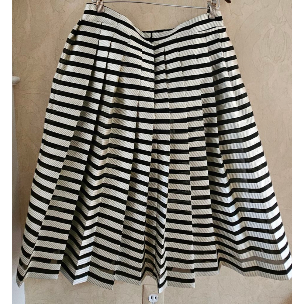 Vintage Baum Und Pferdgarten Pleated Sheer Striped Flare Skirt-Size 42 - Picture 5 of 8